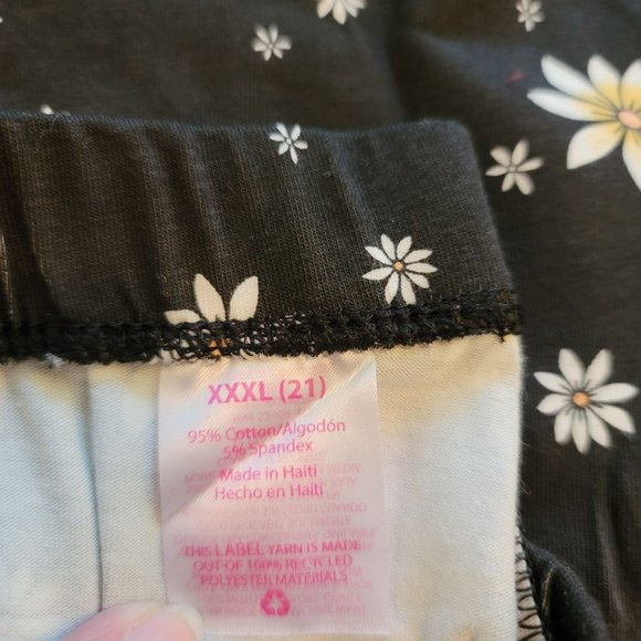 Daisy Leggings Black Yellow White Floral Juniors 21 XXXL NWT Jj3237 - Picture 4 of 4